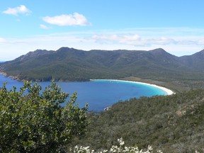 Wineglass Bay is seen from a tall vantage point.- Photo courtesy the Koestlers