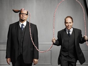 Comedic illusionists Penn and Teller in an official promotional image.