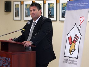 David Musyj speaks during a press conference to announce the new Ronald McDonald House which will open inside the Windsor Regional Hospital in Windsor on Friday, May 1, 2015.                  (TYLER BROWNBRIDGE/The Windsor Star)