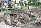Workers repair a collapsed sewer line in the Dieppe Park in Windsor, ON Tuesday, May 19, 2015.  (DAN JANISSE/The Windsor Star)