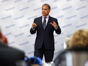 Yves Desjardins-Siciliano, president and CEO of Via Rail, speaks during a Windsor-Essex Regional Chamber of Commerce lunch at the Caboto Club in Windsor on Wednesday, May 20, 2015.              (TYLER BROWNBRIDGE/The Windsor Star)