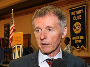 University of Windsor president Alan Wildeman speaks at a luncheon event hosted by the Rotary Club of Windsor 1918 on Monday, May 25, 2015.  (DAN JANISSE/The Windsor Star)