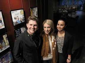 From left, Dan Brown, YKNOT Windsor-Essex Coordinator, Yvonne Pilon, President and CEO of WEtech Alliance, and Nour Hachem, project manager at St. Clair College during the Windsor 180 launch and TED 2015 screening at the Windsor Star News Cafe on May 5, 2015. (JASON KRYK/The Windsor Star)