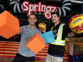 Springz Trampoline and Amusement Park managers John Caro, left, and Curtis Bannon have already sprung into action preparing for the new business opening June 9, 2015. (NICK BRANCACCIO/The Windsor Star)
