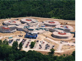An aerial image of the Central North Correctional Centre (aka "super jail") in Penetanguishene , Ontario.