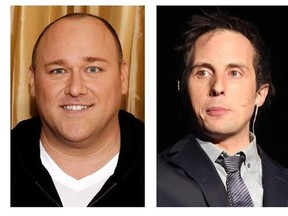 Will Sasso, left, and Jonny Harris are relying on the kindness of Canadians for their latest comic ventures. Sasso is shown in an April 1, 2012 photo and Harris is shown in an April 9, 2015 photo. THE CANADIAN PRESS/AP/CP-Jonny Harris, Paul Daly