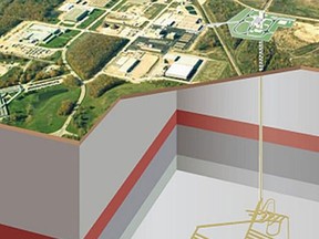 A conceptual computer model of Ontario Power Generation's Deep Geologic Repository (OPG DGR) for low and intermediate level nuclear waste, which is proposed for the Bruce nuclear site north of Kincardine, Ont. (OPG FILE)