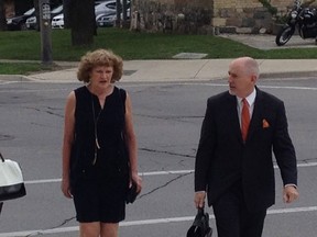 Ruth Burger and her lawyer arrive at court to hear the verdict in the Costco crash trial. (Derek Ruttan. The London Free Press)