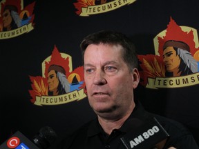 Tecumseh Chiefs  Director of Hockey Operations Greg Prymack during a press conference at Tecumseh Arena on April 24, 2015. (JASON KRYK/The Windsor Star)