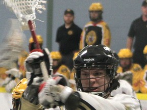 Windsor Clippers forward Noah Bushnell shoots on the Hamilton Bengals net at Forest Glade Arena. (Star file photo)
