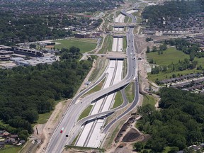 An aerial view of the Herb Gray Parkway is shown on Wednesday, June 24, 2015, near the St. Clair College, left, in Windsor, ON. (DAN JANISSE/The Windsor Star)