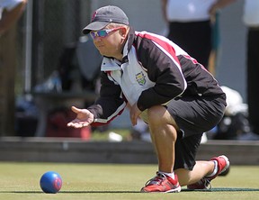 WINDSOR, ON.: JUNE 6, 2015 -- Chris Stadnky, 40, competes in the Ontario Fours Championship at the Windsor Lawn Bowling Club, Saturday, June 6, 2015.  (DAX MELMER/The Windsor Star)