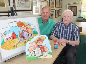 Author Brian Sweet, left, and illustrator Harold Burton will release their third children's book featuring Freddy the Farmer. (JASON KRYK/The Windsor Star)