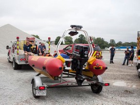 Kingsville Fire and Colchester Guardian rescued two fishermen after their boat took on water about five to seven kilometres away from the Kingsville shore Saturday, June 13, 2015.  (DAX MELMER/The Windsor Star)