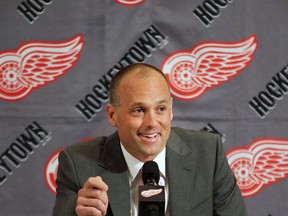 The Detroit Red Wings introduced Jeff Blashill as the new head coach of the team on Tuesday, June 9, 2015, at the Joe Louis Arena in Detroit, MI. Blashill speaks to reporters during the event. (DAN JANISSE/The Windsor Star)