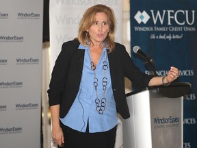 The Windsor Essex Economic Development Corporation held its annual general meeting on Friday, June 19, 2015, in Windsor, ON. Sandra Pupatello, Chief Executive Office of the WEEDC is shown during the event.  (DAN JANISSE/The Windsor Star)