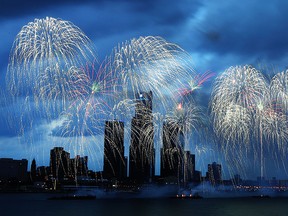 The annual Ford Fireworks are seen over the Detroit River in Windsor on Monday, June 22, 2015.                  (TYLER BROWNBRIDGE/The Windsor Star)