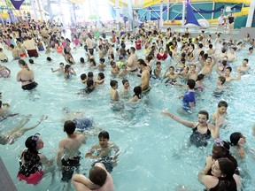 Students from Roseland Public School, Hetherington Public School, and St. Anne French Immersion School were  were among the 40,000 swimmers in 24 countries participating in the sixth world record attempt for the Largest Global Swimming Lesson on June 18, 2015.    The Windsor International Aquatics and Training Centre and Adventure Bay was the location for the event. (JASON KRYK/The Windsor Star)