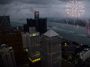 The 2015 Detroit Ford Fireworks explode over the Detroit River on Monday, June 22, 2015. (Courtesy of Green Sky Creative)