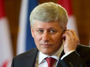 Canadian Prime Minister Stephen Harper during a joint news conference on Parliament Hill in Ottawa on May 8, 2015. (Canadian Press files)