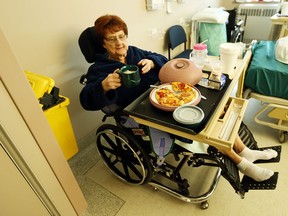 Patient, Audrey Fecteau eats  lunch during her stay at Windsor Regional Hospital Ouellette campus on June 24, 2015.  (JASON KRYK/The Windsor Star)