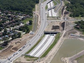An aerial view of the Herb Gray Parkway is shown on Wednesday, June 24, 2015 in Windsor, ON. near the St. Clair College, on left. (DAN JANISSE/The Windsor Star)