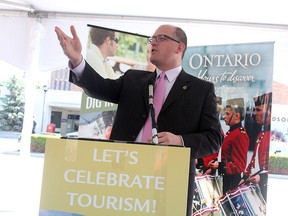 Windsor Mayor Drew Dilkens, speaks at the Tourism Week kick-off event on Tuesday, June 2, 2015. (DYLAN KRISTY/The Windsor Star)