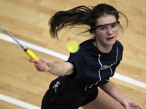 WINDSOR, ONTARIO -APRIL 14, 2015 -  Layne Van Buskirk from Holy Names competes in the WECSSAA Badminton Championships held at the St. Clair College Sportsplex on April 14, 2015 in Windsor, Ontario. (JASON KRYK/The Windsor Star)