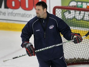 Former Windsor Spitfires coach Bob Jones conducts a practice in this 2011 file photo. (DAN JANISSE/The Windsor Star)