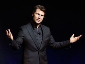 Tom Cruise, star of the upcoming film Mission: Impossible - Rogue Nation, addresses the audience during a surprise appearance at the Paramount Pictures presentation at CinemaCon 2015 at Caesars Palace in Las Vegas on June 24, 2015(Chris Pizzello/Invision/AP, File)