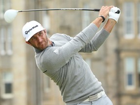 Dustin Johnson of the United States tees off on the 2nd hole during the first round of the 144th Open Championship at The Old Course on July 16, 2015 in St Andrews, Scotland.  (Photo by Andrew Redington/Getty Images)