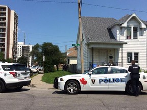 Windsor police were involved in a tense situation Thursday in the 900 block of Chatham Street East. (Carolyn Thompson/The Windsor Star)