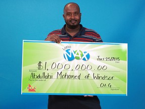 Abdullahi Mohamed of Windsor won $1 million in the July 10 Lotto Max draw. (Handout/OLG)