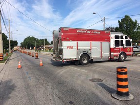 Wyandotte Street East at George was shut down after a gas line was ruptured on Friday, July 3, 2015. (Dan Janisse/The Windsor Star)