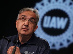 Sergio Marchionne, chairman and DEO, FCA US, answers questions during a joint press conference to kick off the UAW-FCA labour talks at the UAW-Chrysler National Training Centre in Detroit on Tuesday, July 13, 2015. (TYLER BROWNBRIDGE/The Windsor Star)