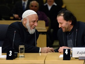 Professor Syed Badiuddin Soharwardy, Islamic Supreme Council of Canada and Muslims Against Terrorism, left, and Zijad Delic, Imam, appear at a Senate national defence committee in Ottawa on Monday, February 2, 2015, to discuss security threats facing Canada. THE CANADIAN PRESS/Sean Kilpatrick