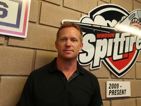 New Windsor Spitfires assistant coach Trevor Letowski speaks with media on his first day at the WFCU Centre in Windsor, Ontario on July 24, 2015. (JASON KRYK/The Windsor Star)