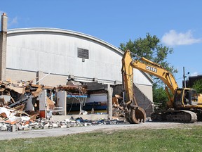 Demolition crews are shown tearing down Essex Memorial Arena on July 21, 2015 in this provided photo from the Town of Essex.