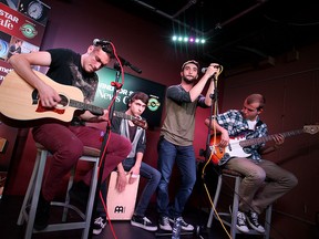 Jake Diab, Jeremy Brousseau, Joseph Coccimiglio and Tibor Bognar of Autumn Kings perform at the Windsor Star News Cafe on Wednesday, July 15, 2015. (DYLAN KRISTY/The Windsor Star)
