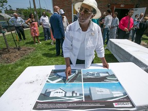 Gale Ann Carter goes over plans for the Y.E.T.Y Centre (Youth Embracing Today's Youth) at the Harrison Memorial Church, Saturday, July 11, 2015.  (DAX MELMER/The Windsor Star)