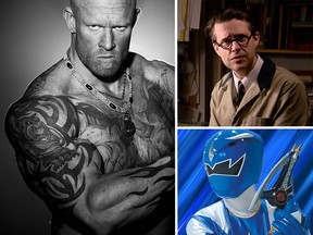 Promotional images of the special guests of Windsor's Super Summer Comic Con 2015. Left: Actor/model Rob Archer. Top right: Canadian cartoonist Seth. Bottom right: Actor Kevin Duhaney, the blue Dino Thunder Power Ranger.