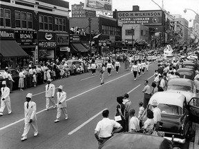 An Emancipation Celebration parade in downtown Windsor circa 1954. (The Windsor Star file photo)
