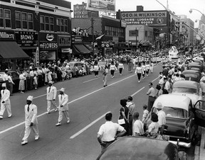 An Emancipation Celebration parade in downtown Windsor circa 1954. (The Windsor Star file photo)