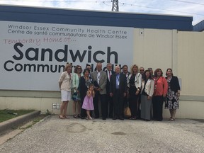 Ministry of Health Longterm Care senior leadership team includes Ontario Deputy Minister of Health Dr. Bob Bell, centre, along with the Erie St. Clair LHIN senior team, WECHC staff and Leamington District Memorial Hospital staff. (JESSELYN COOK/The Windsor Star)