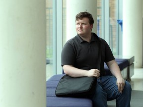 Matthew Dunlop is photographed at the University of Windsor on Friday, July 17, 2015. Dunlop is upset about the lack of transportation between the main campus and the new buildings downtown.                         (TYLER BROWNBRIDGE/The Windsor Star)