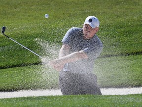 Alex Zappio hits a bunker shot during the Jamieson Golf Tour at the Pointe West Golf Club in Amherstburg, ON. on Monday, July 27, 2015. (DAN JANISSE/The Windsor Star)