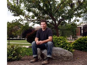 Artist Sam Van Aken with a Tree of 40 Fruit at New York’s Syracuse University. The tree project is an outgrowth of his work as a sculptor. The trees provide both food and food for thought about preserving agricultural heritage.