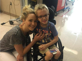 Jennifer Lawrence stopped by Shriners Hospital while in Montreal filming X-Men. (Courtesy of The Shriner's Hospital, Montreal)