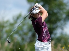 Melanie Burgess hits a shot during the Jamieson Golf Tour at Ambassador Golf Club Windsor on Wednesday, August 12, 2015.                        (TYLER BROWNBRIDGE/The Windsor Star)