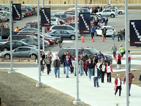 In this file photo, Spits fans head from the parking lots for the opening game of Spits vs Knights at WFCU Centre, Wednesday April 15, 2009. (NICK BRANCACCIO / The Windsor Star)